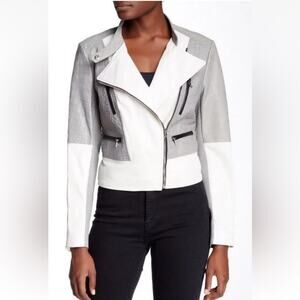 Yigal Azrouel Women's Moto Leather Jacket - Gray/White - 2